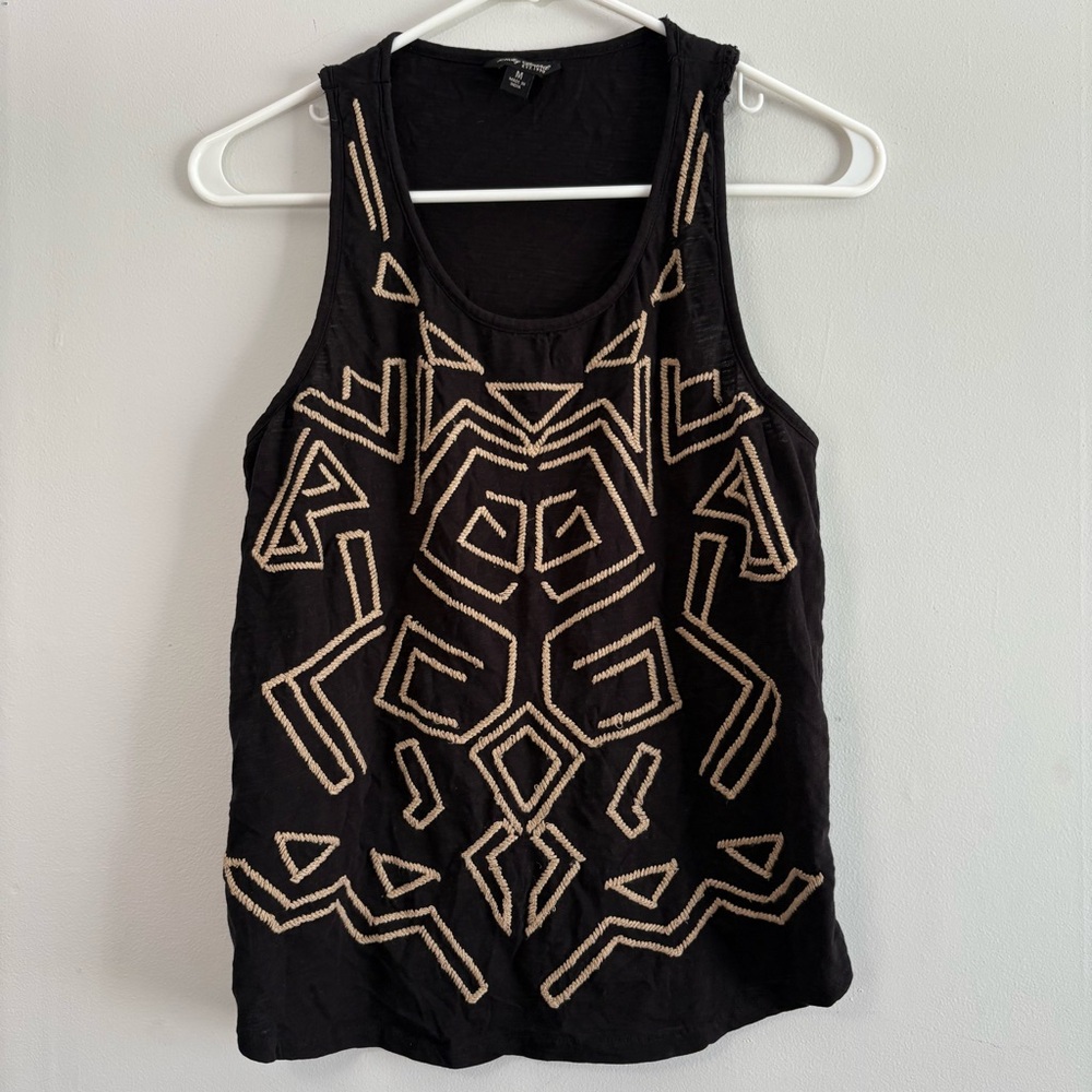 Lucky Brand Black Geometric Patterned Tank Top - Size Medium